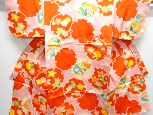 アンティーク　雪輪に糸巻き模様着物